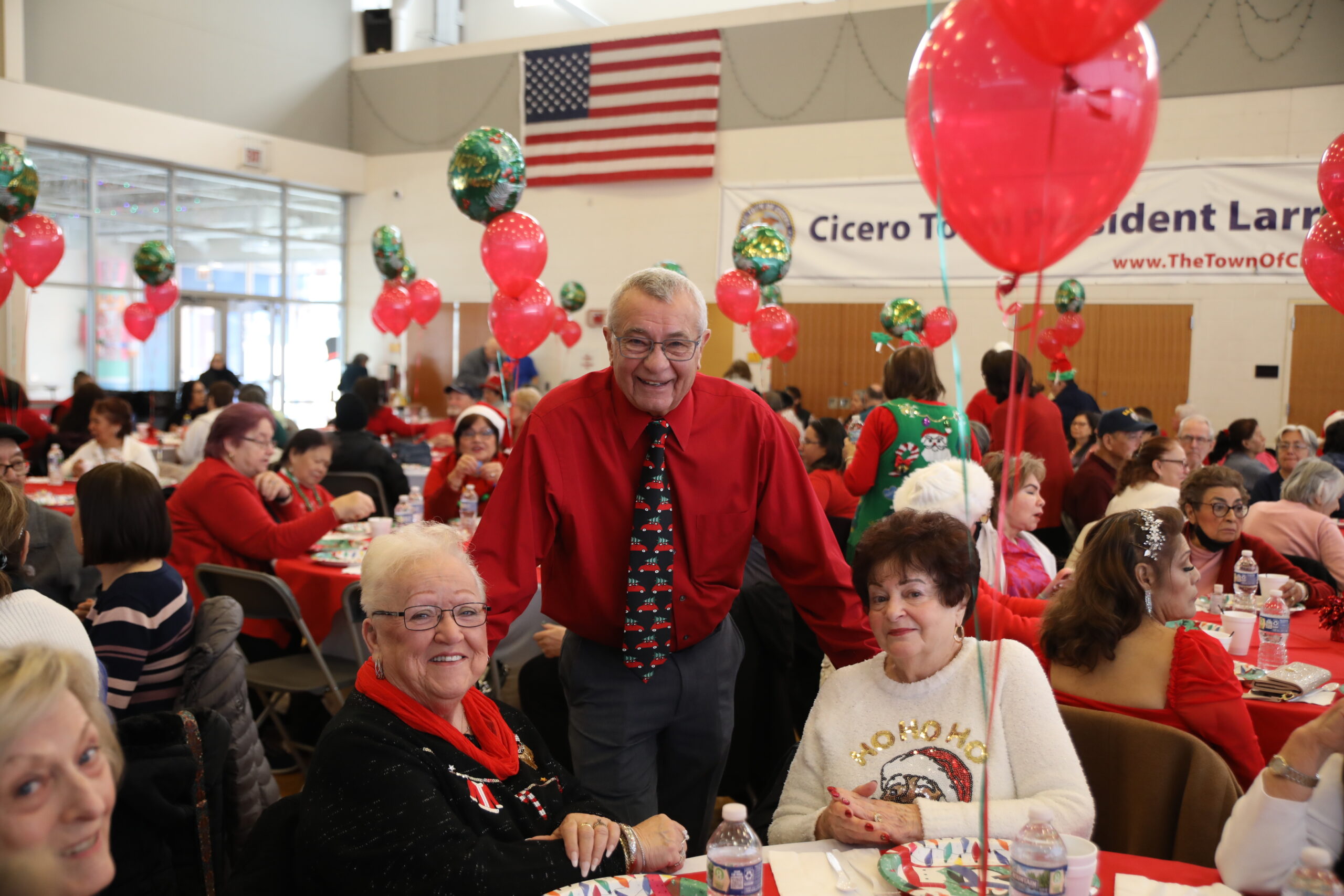 Trustee Bob Porod with Seniors at the Senior Christmas celebration Dec. 13, 2023
